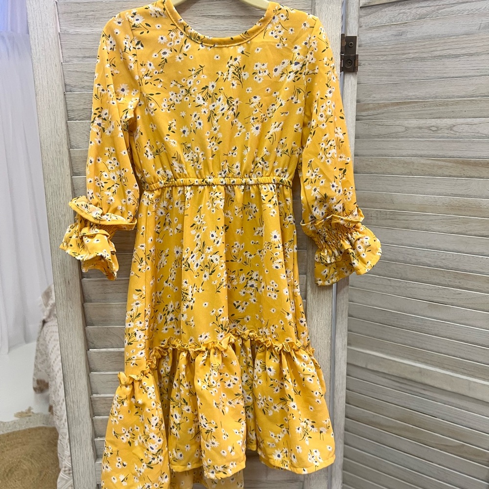 Charming Yellow Floral Kids Dress